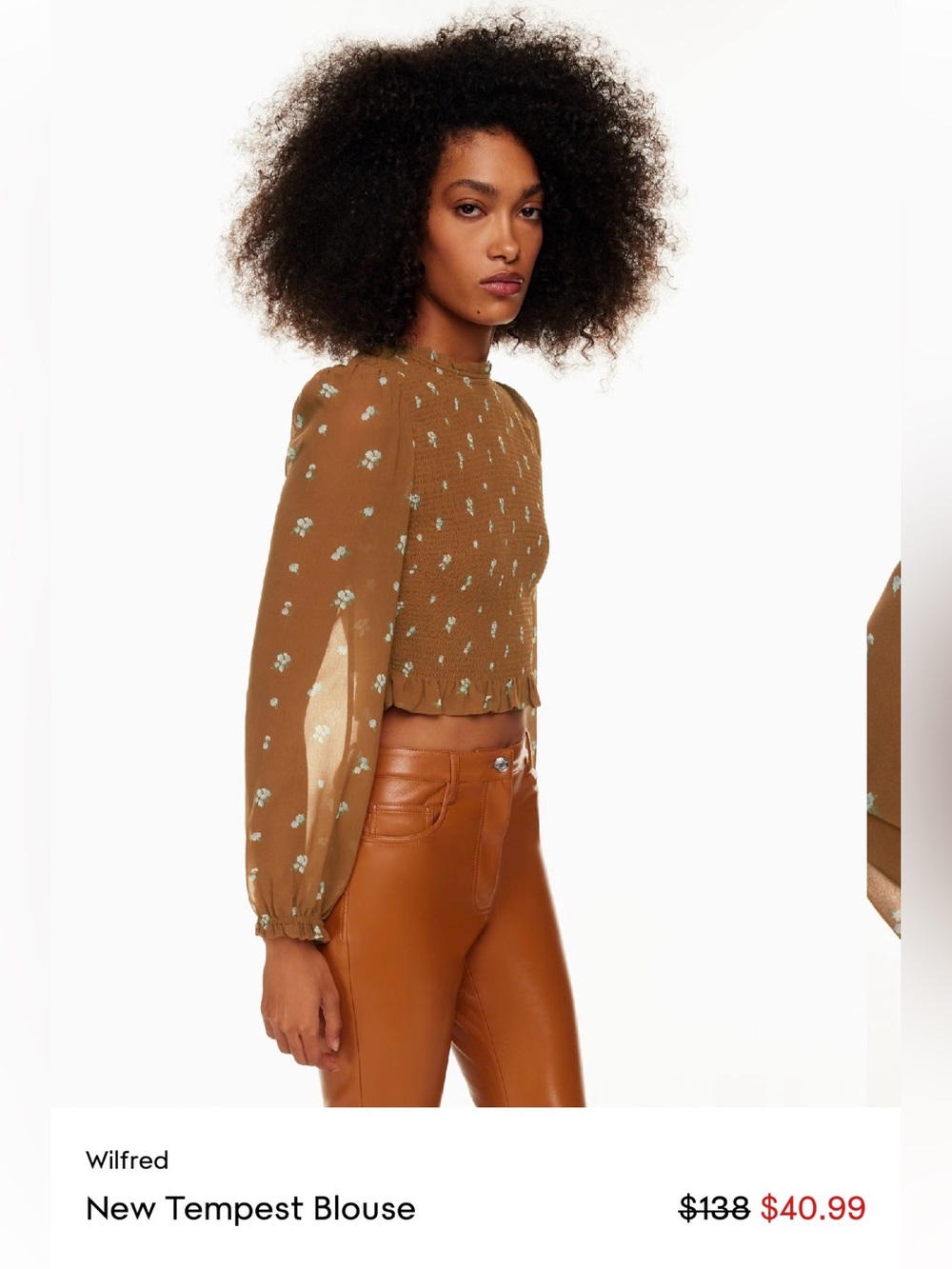 Wilfred Brown Floral Smocked Blouse